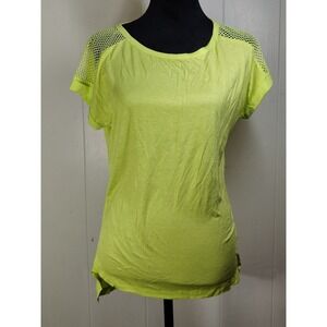 Melao Women‎ Neon Lime Green Mesh Shoulder T-Shirt Top Size M